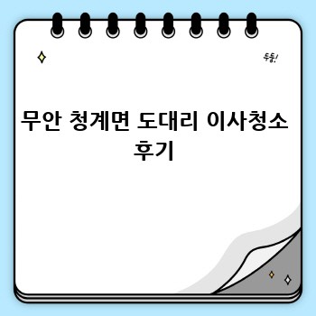 무안 청계면 도대리 이사청소 후기